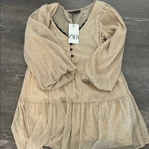 Zara Beige Polka Dot Dress